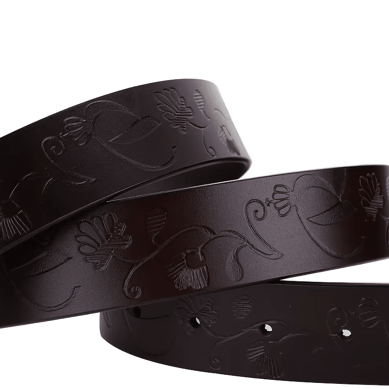 Ceinture cowboy femme cuir boucle métal florale dorée (6)