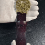 Ceinture cowboy femme cuir boucle métal florale dorée (7)