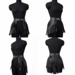 Ceinture cowboy femme noire à franges large (3)
