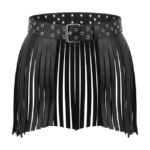 Ceinture cowboy femme noire à franges large (5)