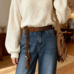 Ceinture cowboy femme style dentelle à nouer western bohème (2)