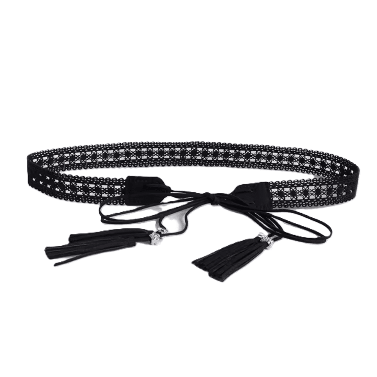 Ceinture cowboy femme style dentelle à nouer western bohème (5)
