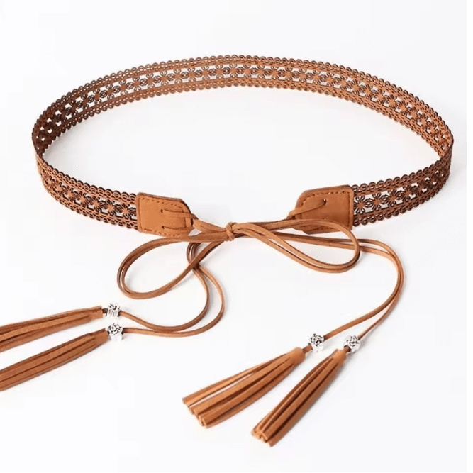 Ceinture cowboy femme style dentelle à nouer western bohème (6)