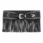 Ceinture cowboy franges rivets métalliques boucle argentée (3)