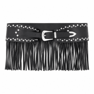 Ceinture cowboy franges rivets métalliques boucle argentée