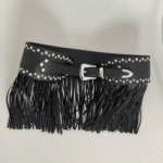 Ceinture cowboy franges rivets métalliques boucle argentée (6)