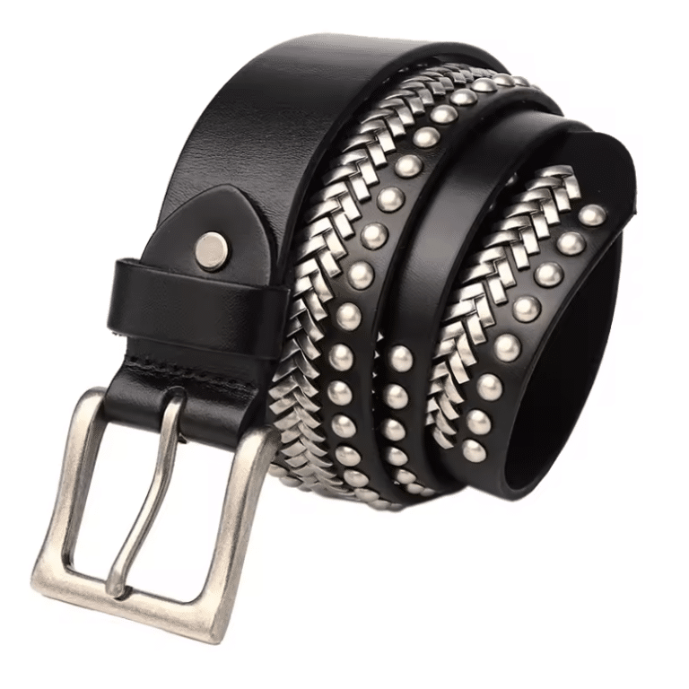 Ceinture cowboy noire métal argenté (2)