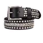 Ceinture cowboy noire métal argenté (4)