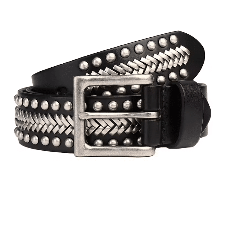 Ceinture cowboy noire métal argenté (5)