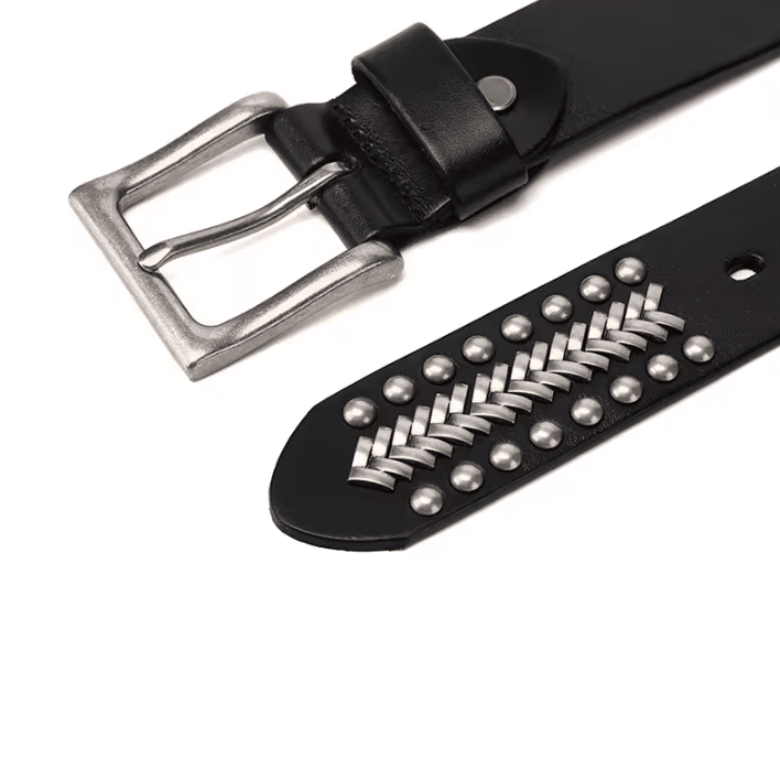 Ceinture cowboy noire métal argenté (6)