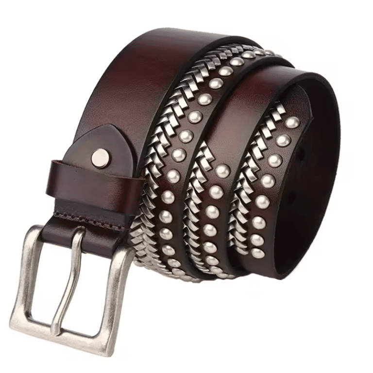Ceinture cowboy noire métal argenté (7)