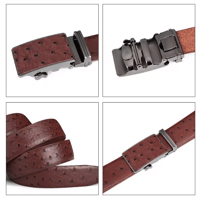 Ceinture effet cuir d’autruche boucle automatique (3)