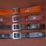 Ceinture épaisse en cuir marron avec conchos turquoise western (8)