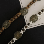 Ceinture femme corde tressée à perles et médaillons western (3)