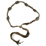 Ceinture femme corde tressée à perles et médaillons western (4)