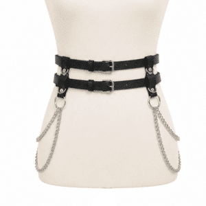 Ceinture festival boucles et chaînes argentées
