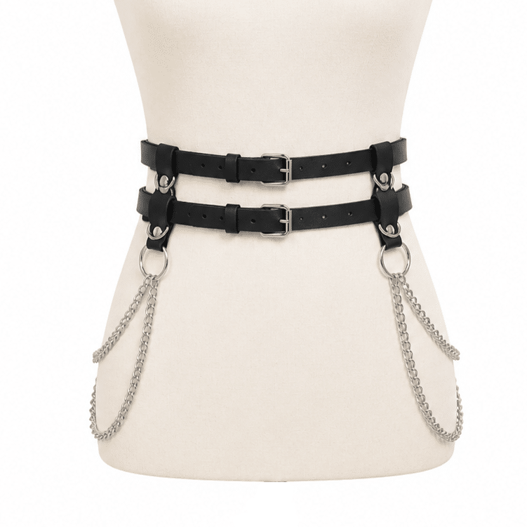 Ceinture festival boucles et chaînes argentées (2)