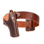 Ceinture gun belt en cuir marron avec holster cowboy (4)