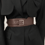Ceinture large marron effet cuir à boucle dorée style western femme (3)