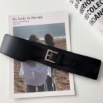 Ceinture large marron effet cuir à boucle dorée style western femme (4)