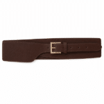 Ceinture large marron effet cuir à boucle dorée style western femme (6)