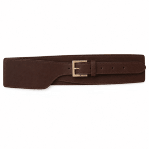 Ceinture large marron effet cuir à boucle dorée style western femme