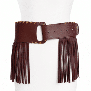Ceinture western à franges marron avec détails tressés