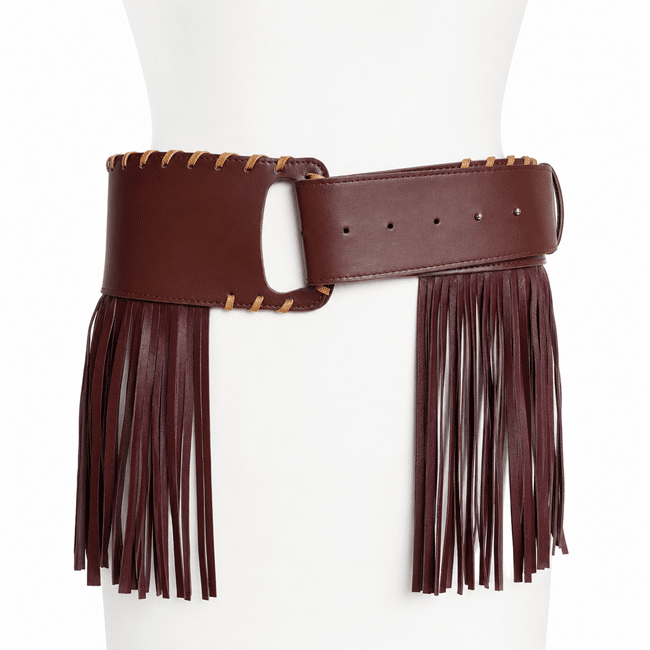 Ceinture western à franges marron avec détails tressés (2)