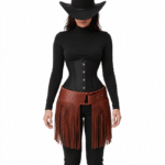 Ceinture western à franges marron avec détails tressés (3)