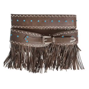 Ceinture western asymétrique franges aspect daim