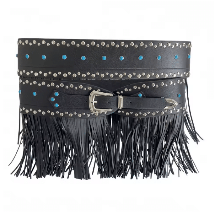Ceinture western asymétrique franges aspect daim (2)