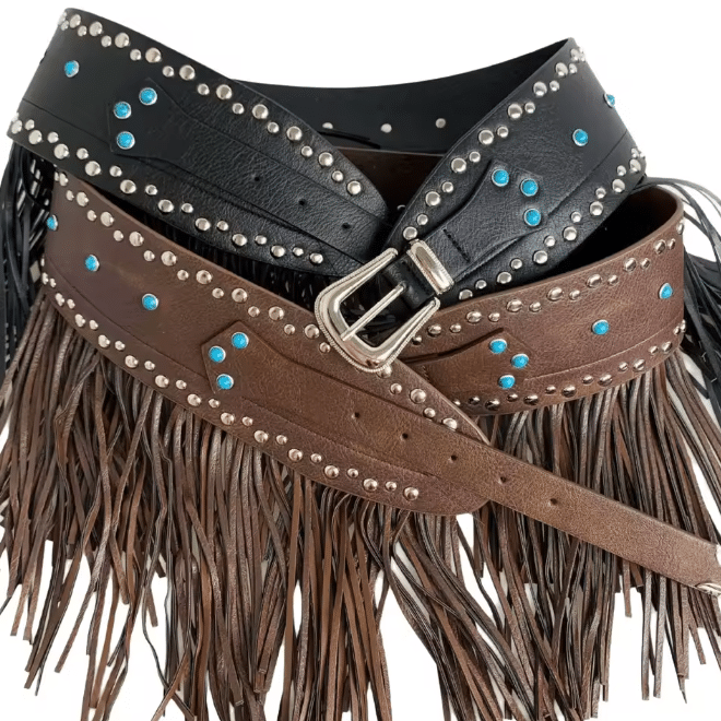Ceinture western asymétrique franges aspect daim (4)