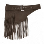 Ceinture western femme asymétrique à franges aspect daim marron (5)