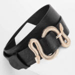 Ceinture western noire à boucle serpent dorée effet cuir (2)
