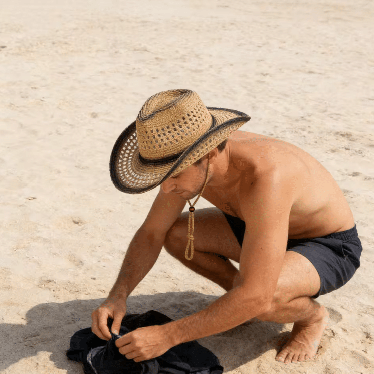 Chapeau cowboy ajouré souple et léger été (5)