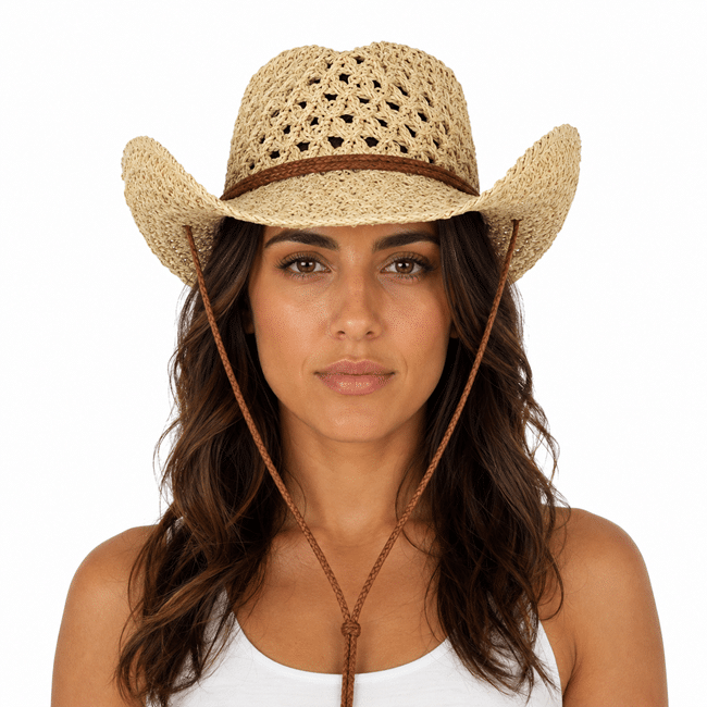 Chapeau cowboy ajouré tressé (5)