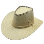 Chapeau cowboy beige aspect toile avec surpiqûres (1)