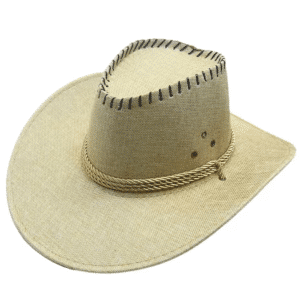 Chapeau cowboy beige aspect toile avec surpiqûres