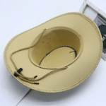 Chapeau cowboy beige aspect toile avec surpiqûres (2)