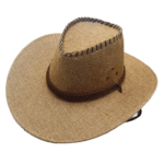 Chapeau cowboy beige aspect toile avec surpiqûres (3)
