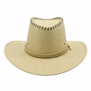 Chapeau cowboy beige aspect toile avec surpiqûres