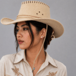 Chapeau cowboy beige aspect toile avec surpiqûres (6)