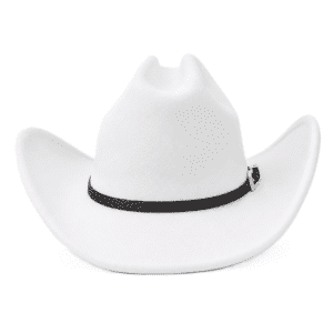 Chapeau cowboy blanc bandeau noir boucle argentée