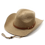 Chapeau cowboy en paille bandeau western été (1)