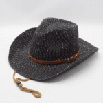 Chapeau cowboy en paille bandeau western été (3)