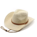 Chapeau cowboy en paille bandeau western été (4)