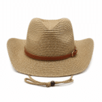 Chapeau cowboy en paille bandeau western été (5)