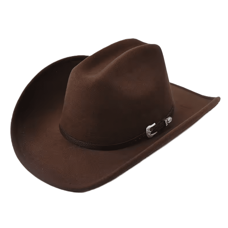Chapeau cowboy marron à bord relevé (1)