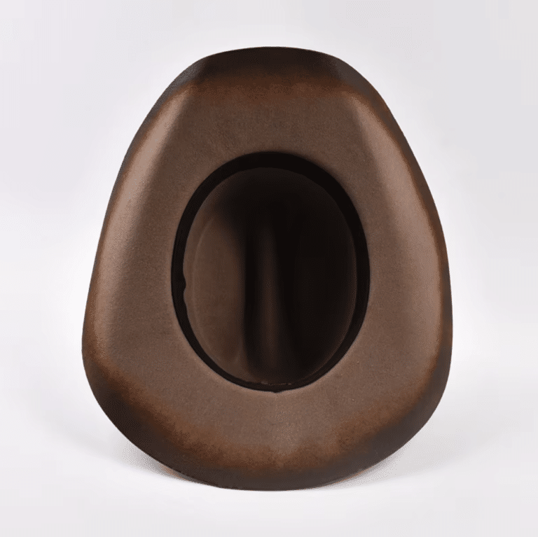 Chapeau cowboy marron personnalisé en laine naturelle fait main (4)