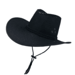 Chapeau cowboy noir aspect toile avec surpiqûres (2)